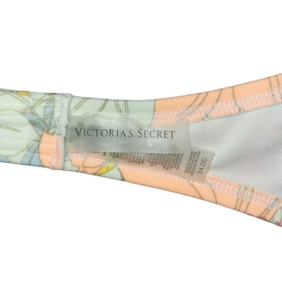 Victoria Secret Floral Leopard RIO TWIST BANDEAU HALTER PUSH UP SWIM TOP 34DD - Picture 9 of 10